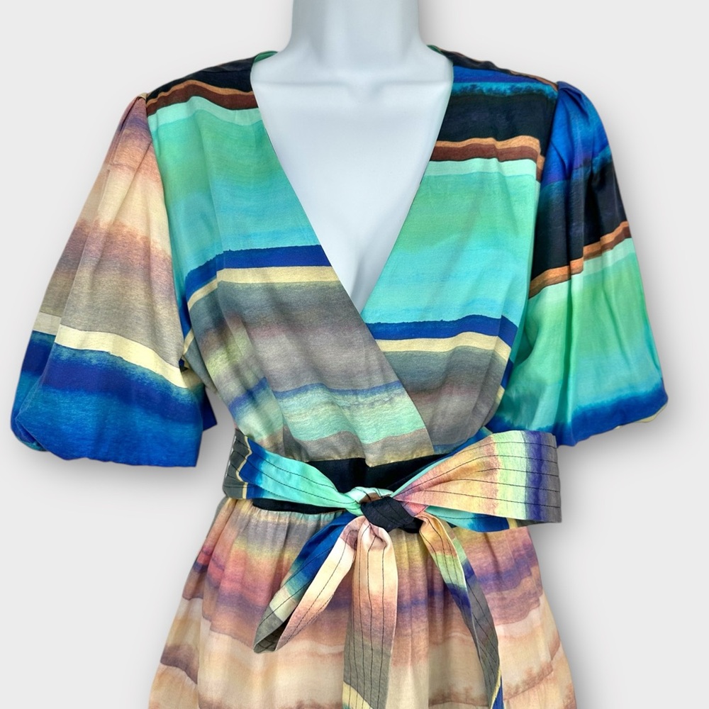 MARIE OLIVER Dress NWT SIZE 8 Callie Silk Blend Belted Mini in‎ Santa Fe Stripe - Picture 6 of 13